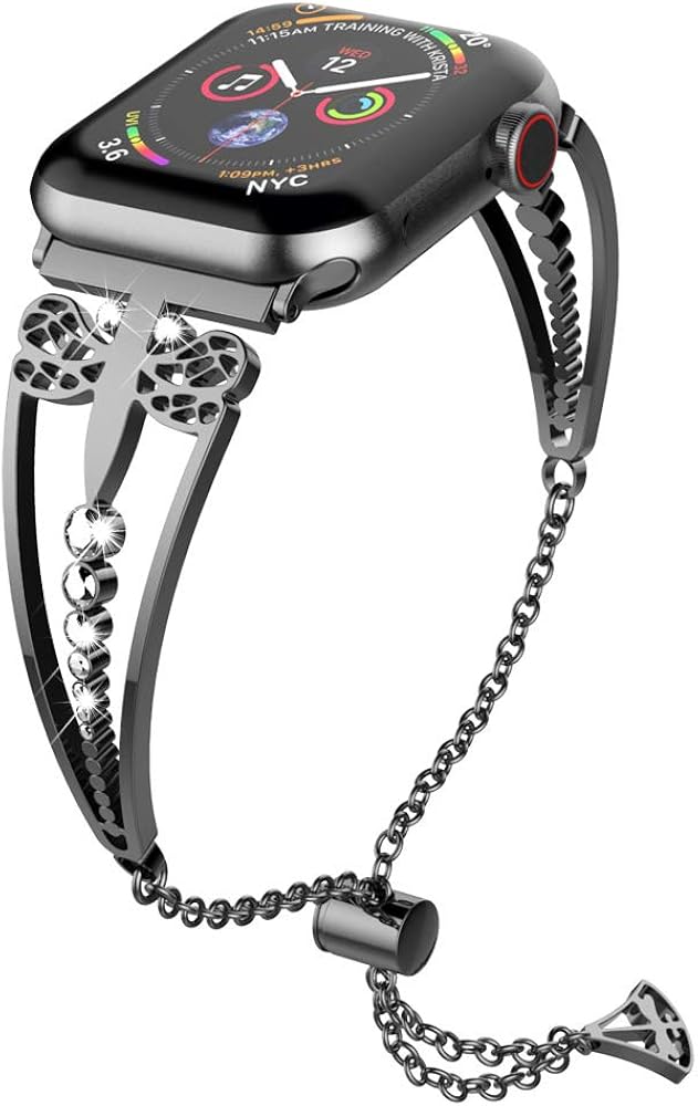 UooMoo Women Band Compatible with Apple Watch 38mm 40mm, Fancy Dragonfly Style Bracelet Strap Replacement for Apple Series 1 2 3 4 5 for Ladies and Girls