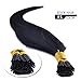 100S Stick I- Tip Hair Extensions Remy Human Hair Extensions Black Straight 50g (18 Inch, 1 Jet Black)