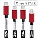 Micro USB Cable, Covery USB Cables 4 Pack (1x1ft, 2x4ft,1x6ft) Nylon Braided Micro USB Charger Fast Speed USB 2.0 for Samsung Galaxy S7 Edge/S7, Nexus, Sony, Nokia, Android charger and More (Grey)