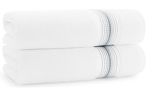 Aston & Arden Aegean Ombre Bath Towels - Pack of 2 - Oversized Ultra Soft Thick & Absorbent, 100% Ringspun Turkish Cotton Bathroom Towel for Spa, Hotel, 600 GSM, 30 x 60 in, Slate Grey