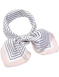 Silk Like Scarf Square Satin Hair Scarf Fashion Maze Neck Scarfs for Women Beige 27' x 27'