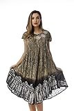 Riviera Sun Rayon Crepe Batik Marble Short Sleeve Umbrella Dress 21835-GRY-3X