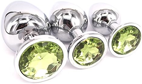 Xindana Store 3Pcs Fantasy Luxury Jeweled Design Stainless Steel Plug Anales for Women Men Couples Good Valentine 'S/Birthday Gift (Light Green)