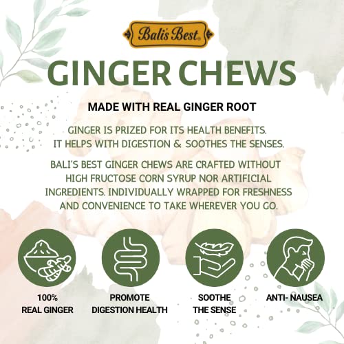BALI’S BEST GINGER CHEWS, TROPICAL MANGO FLAVOR, 5.08 OZ, INDIVIDUALLY WRAPPED SOFT CANDY, MADE WITH 100% REAL GINGER, DIGESTIVE HEALTH SUPPORT, UPSET STOMACH RELIEF, HALAL