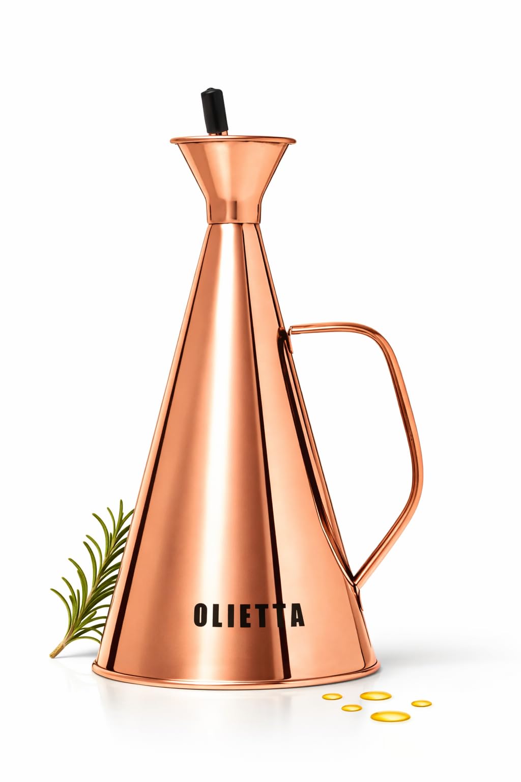 Olietta Oil Dispenser Copper Stainless Steel Non Drip Leak Proof No Mess Olive Oil & Vinegar Pourer & Kitchen Drizzler Bottle 500ML 0.5 Litre Great for Pouring & Drizzling Easy to Clean & Leakproof
