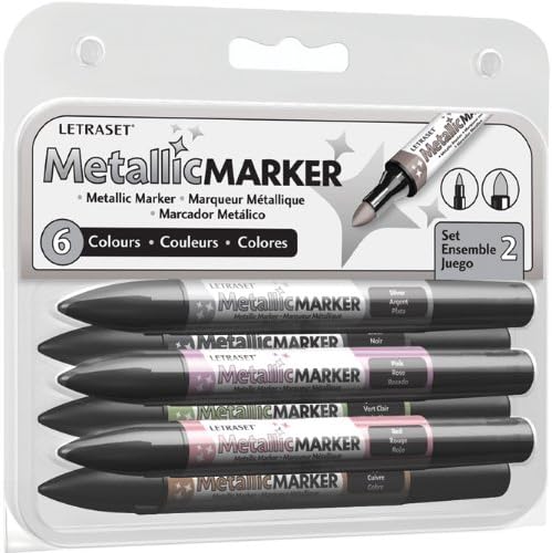 Letraset Metallic Marker Set No .2 - Set of 6 Colours
