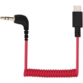 PEUTIER USB C to 3.5mm TRS Microphone Adapter for Rode Wireless GO 2 | Compatible with Rode Wireless GO 2 / ME/Pro Hollyland Lark M1 / M2 / MAX / 150 / M1 / MAX Duo Audio Output DAC Coiled Cable