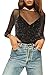 Gobought Women's Mesh See Through Long Sleeve Shirt Crop Tops