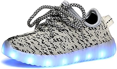 AjayR Light Up Shoes-Flashing Sneakers LED Shoes Gray Luminous Light Shoes With Rechargeable 7 Models LED Light Sport Shoes For Boys Girls Light Up Trainers