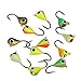 Goture Ice Fishing Jigs with Treble Hook Single Hook for Walleye Winter Fishing Lures ice Jigging (0.6in 0.035oz 12pcs)