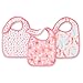 aden + anais Snap Bib, 100% Cotton Muslin, Soft Absorbent 3 Layers, Adjustable, 9” X 13”, 3 Pack, Pink Floral, Petal Blooms
