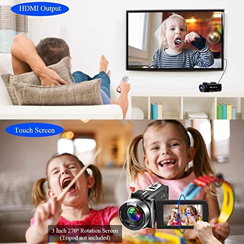 4K Digital Camcorder Video Camera Kit For Beginners - 48MP Photos, Stabilizer, Mic & Memory Card Included
