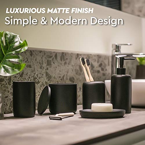 Premium Matte Black Bathroom Accessories Set Hotel Quality. 100 Resin