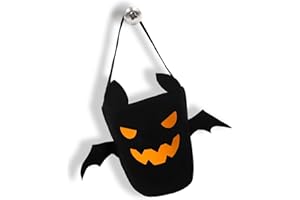 Hhdatc Halloween Bucket for Trick or Treat for Kids，Bat Candy Spooky Basket Multipurpose Portable Reusable Goody Bucket