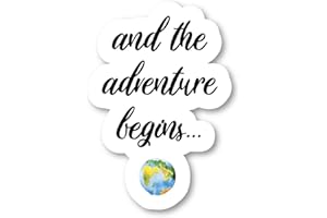 FUNPOPSTICKERS And The Adventures Begins Globe Sticker Inspirational Quotes Stickers - 3 Pack - Set of 2.5, 3 And 4 Inch Vinyl Laptop Stickers - For Laptop, Phone, Water Bottle, Car & More Decal (3 Pack) S9356-3Pack