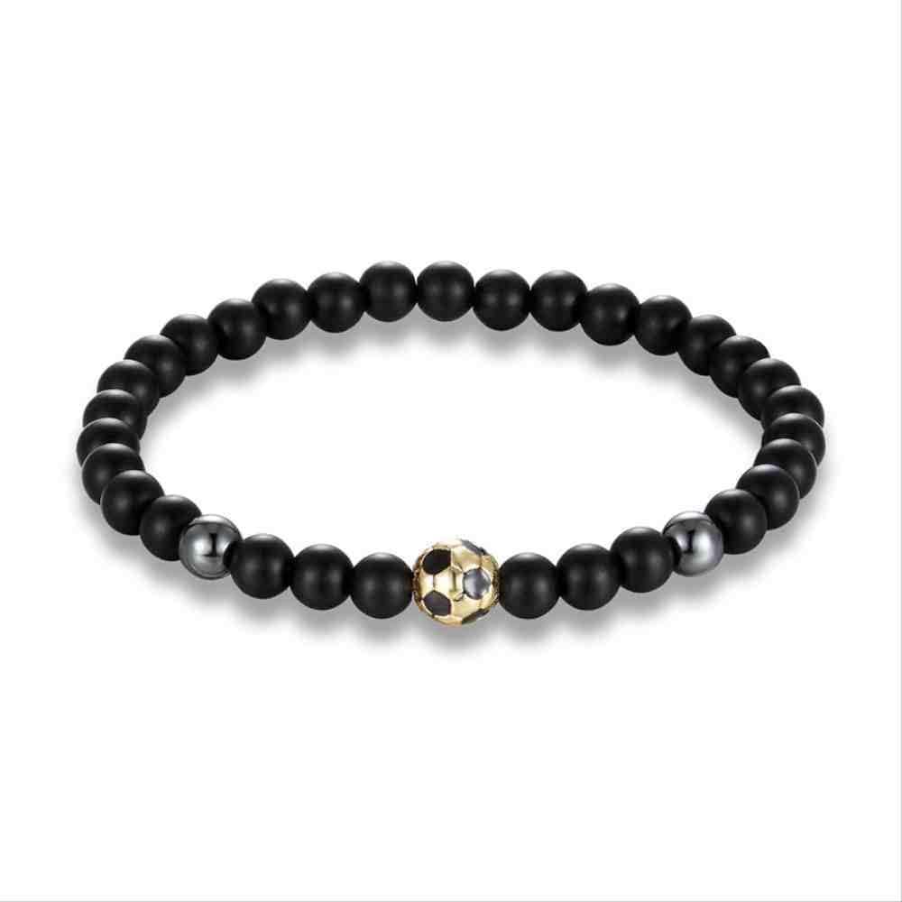 JYHW Poshfeel Soccer/Football Charm Bracelet Men Nature Stone Beads Bracelet Pulseira Masculina Summer Style Sport Jewelry