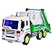 Recycle Trash Trucks Garbage Dump Truck Toys Friction Powered for Kids Vehicle for Boys with Lights and Sound 4 Wheels 1:20 Advanced Simulation Model-City Sanitation Series Green and White