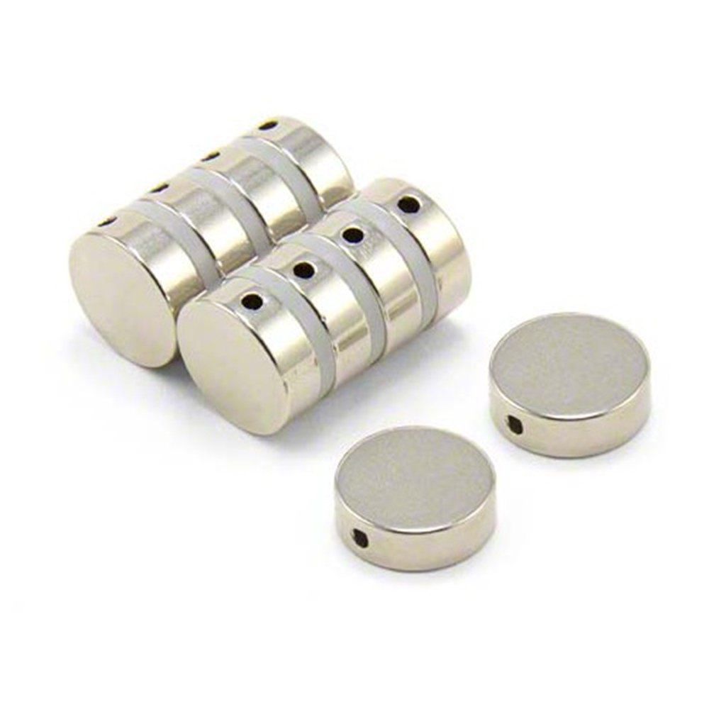 15mm dia x 5mm thick N42 Neodymium Magnet w/ 2mm hole through diameter - 4.1kg Pull (Pack of 4)