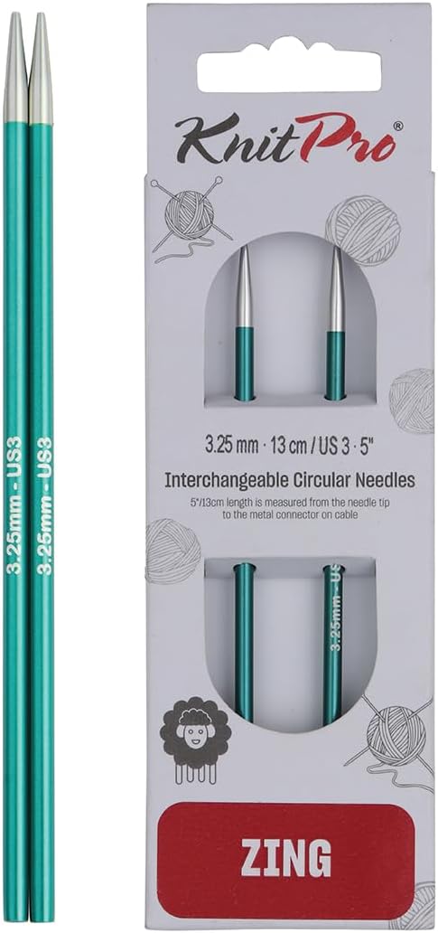 KnitPro Zing Interchangeable Circular Needles 5" 3.25mm (13cm) - Brand KNITPRO