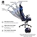 VON RACER Memory Foam Gaming Chair-Adjustable Tilt, Angle and 3D Arms Ergonomic High-Back Leather Racing Executive Computer Desk Office Metal Base, Blue