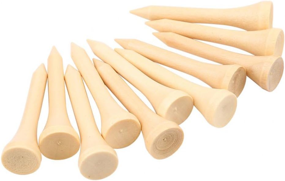 GFORTUN 100pcs Professional Wooden Golf Tees Ball Marker Aerodynamically Designed Low-Resistance Tip Eco-Friendly Wood Golf Tee (Wooden, 54mm/2.12 Inch)