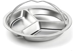 Divided Steamers Tray 304 Stainless Steel Steamer Plates with Handles for Instant Pot (5/6Qt)