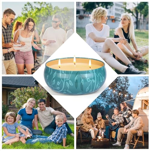 Citronella Candle Outdoor Large, 36 oz Citronella Candles Outdoor, Outdoor Candles Lemon Garden with 3 Wick, Natural Soy Wax Candles Set for Garden, Camping, Patio, Picnic, Pool, Summer Gift