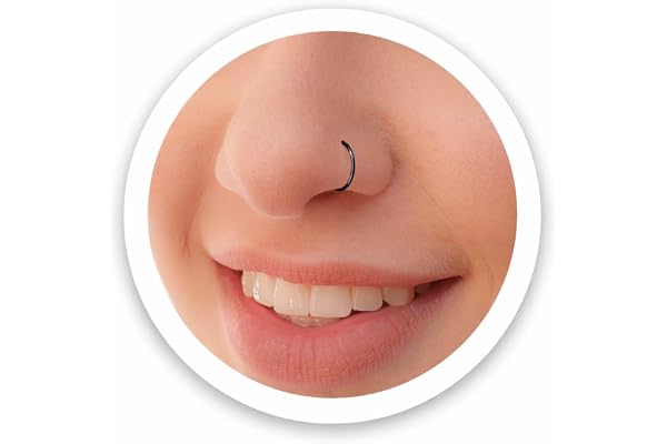 Fake Nose Ring - Tiny Thin 24 Gauge Faux Nose Piercing For Women - 925 Sterling Silver Clip On Nose Hoops Jewelry - Comfortable Smooth Fake Nose Rings - No Piercing Needed - Gift Ready