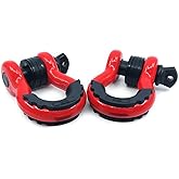 GA GearAmerica Heavy Duty D-Ring Shackles 58,000 lbs Capacity - Tow Shackle, 7/8" Pin & Washers - Securely Connect Tow Strap or Winch Rope for Off Road Recovery (Red, 2 Pack) - D Ring