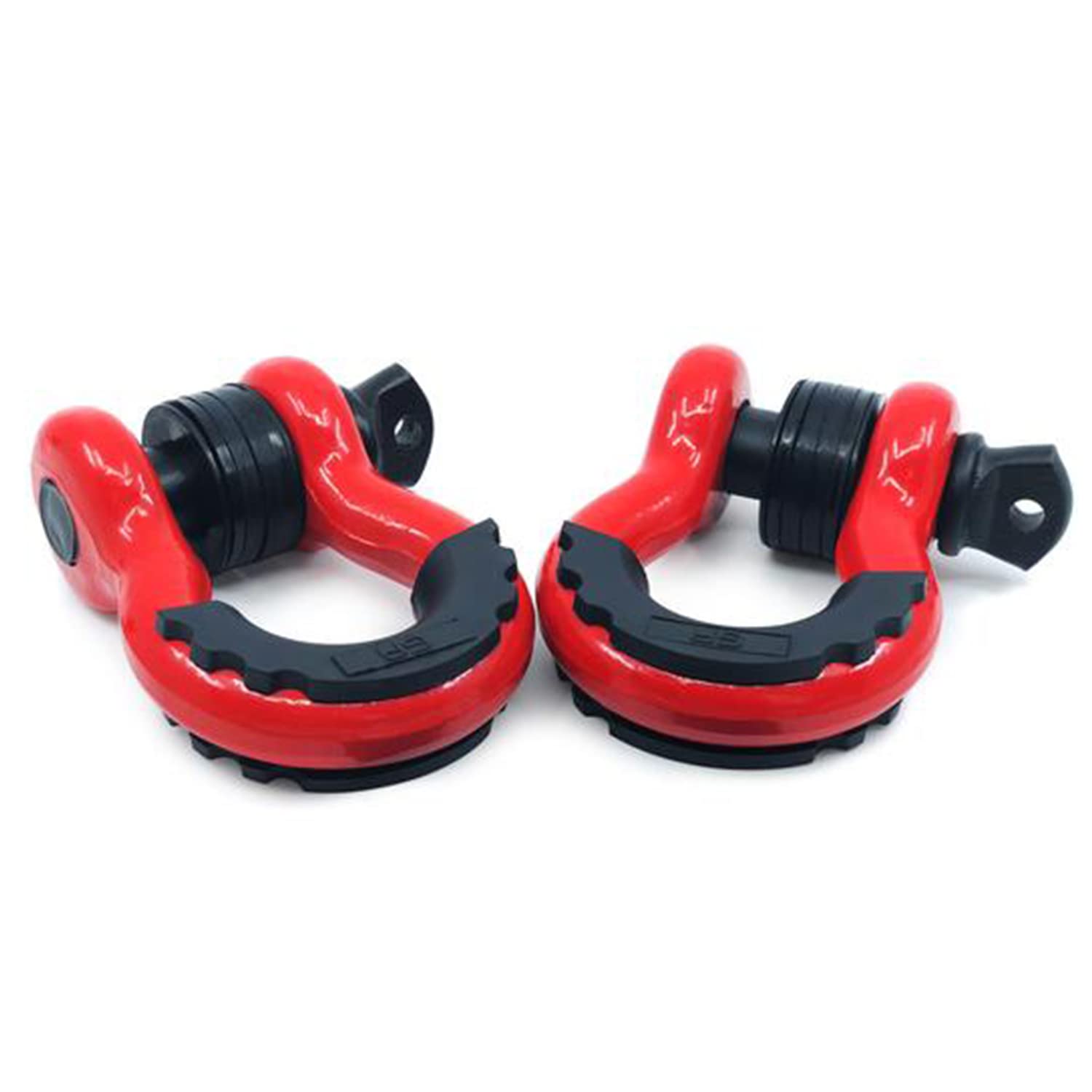 GearAmerica (2PK Heavy Duty D Ring Shackles Red | 58,000 lbs (29 US Ton) Max Strength | 3/4" Shackle + 7/8 Pin + Isolator + Washers | Connect Your Tow Strap or Winch Rope for Off-Road 4x4 Recovery