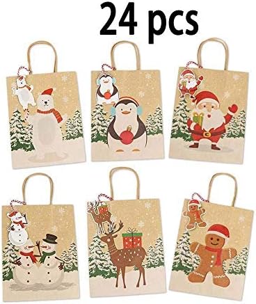 12 or 24 pcs Kraft Paper Christmas Gift Boxes with Clear Window New Year Favors Boxes for Cookies Treats (Color : Style B 24pcs)