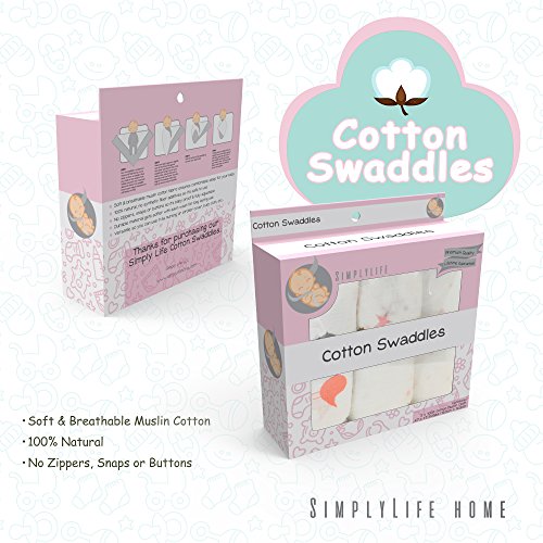 image for SimplyLife Home Girl Swaddle Blankets Baby Wrap, Soft Breathable Musli