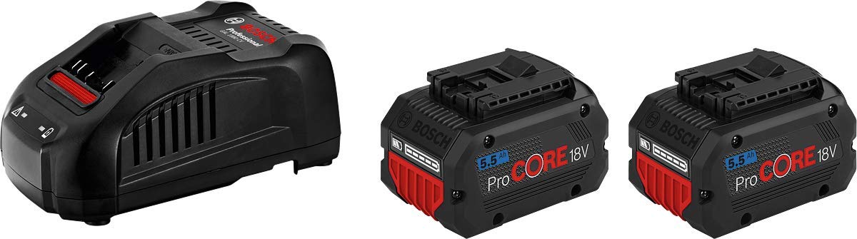 Bosch Professional 18V System Cordless PROCore Battery Starter Set: 2X ProCORE18V 5.5Ah Batteries (18 V, 955 g) + GAL 1880 CV Charger