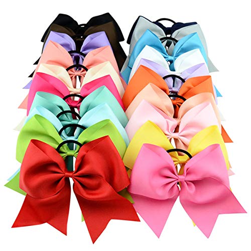 20 Pcs 8" Large Solid Bow Hairpin Girls Bows With Rope Hair Bows - Thumbnail 2