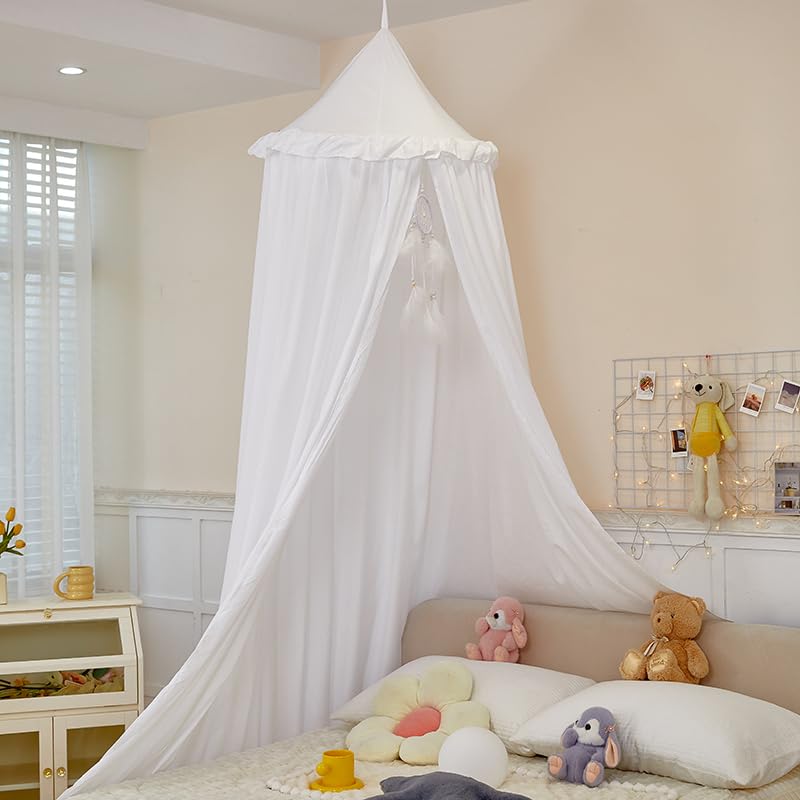 Dix-Rainbow Large White Children Bed Canopy Round Dome Girls Mosquito Net Kids Princess Play Tents Nursery Room Decoration for Baby