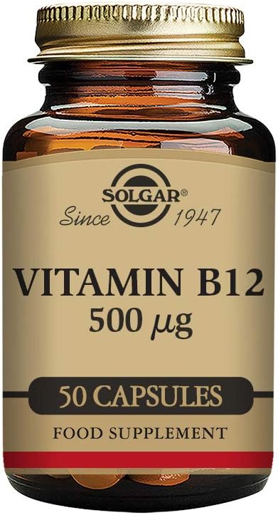 Solgar Vitamin B12 500 µg Vegetable Capsules - Pack of 50 - Easy to take Form - Support for Your Nervous System Heart and Mind - Vegan