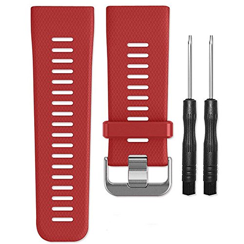 Band for Garmin Vivoactive HR Watch, Soft Silicone Wristband Replacement Watch Band for Garmin Vivoactive HR (Black&Red&Navy) - Thumbnail 2