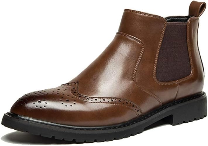 Amazon Dong チェルシーブーツ おしゃれ 冬靴 ショートブーツ革靴 メンズ スリッポン カジュアル 安定感 プレゼント 裏起毛 ハイカット ビジネスくしゅくしゅ 復古 おしゃれ 秋靴 冬靴 ハイカットブーツデザートブーツ ブーツ