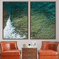 2 Piece Framed Canvas Wall Art Coastal Scenery Canvas Prints Home Artwork Decoration for Living Room,Bedroom - 16