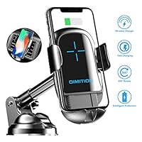 Phone Holder for Car, Automatic Clamping Car Phone Mount 10W/7.5W Qi Wireless Car Charger Air Vent/Dashboard Car Mount Compatible with iPhone Xs Max R X 8 Plus,Samsung Galaxy S9 S8 Edge S7 S6 and More