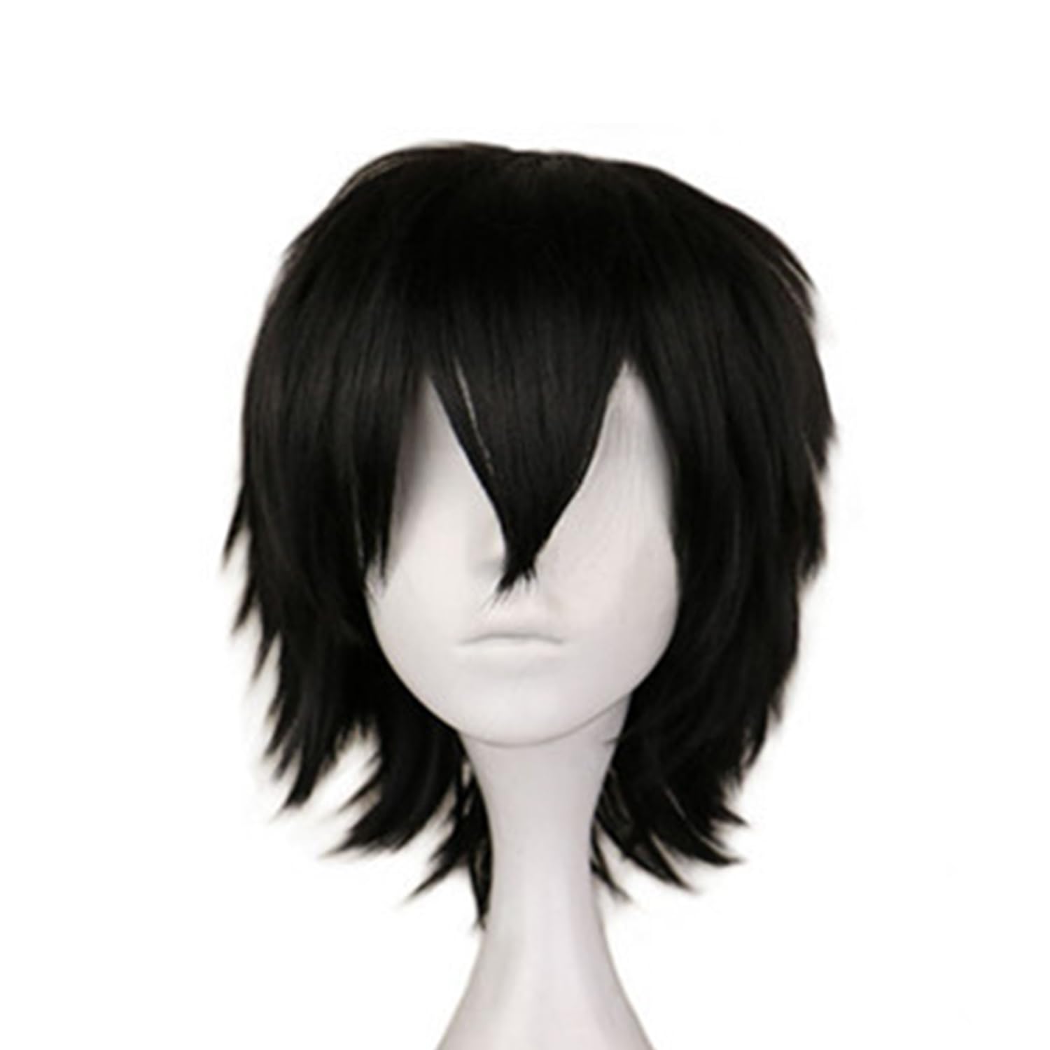 SKHAOVS Black Short Wig - Unisex Anime Cosplay for Women and Men, Synthetic Straight Wig