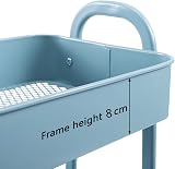 DOEWOKS Storage Trolley on Wheels 3-Tier Metal Cart Grey-Blue 70cm view 7