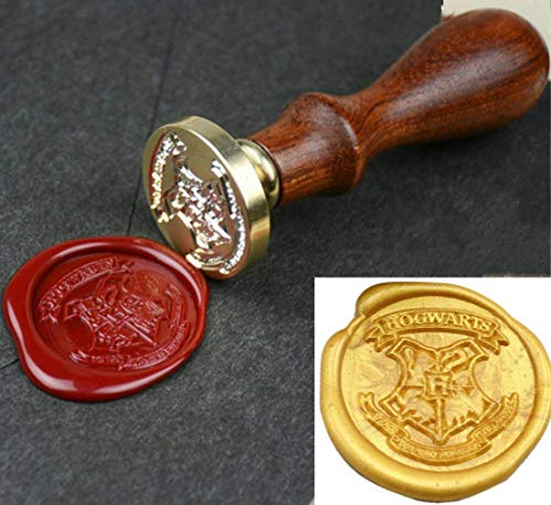 Wax Seal Stamp Set, VIHOME Hogwarts Magic School Wax Seal Stamp Kit with 6 Pieces Sealing Wax Stamps Copper Seals + 1 Wooden Hilt (Hogwarts+Ravenclaw+Slytherin+Hufflepuff+Gryffindor+Malfoy)