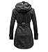 Geben Women's Winter Warm Fleece Check Hooded Double Breast Coat Jacket Medium Darkgrey