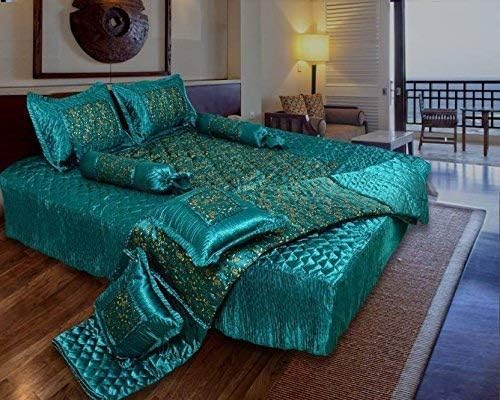 ROYAL HANDICRAFTS Silk 400 TC Bedding Set (King_Green)