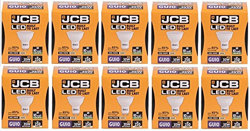 10 X JCB 3w = 35w LED GU10 Spotlight 100deg 4000k Cool White 250lm [Energy Class A+]
