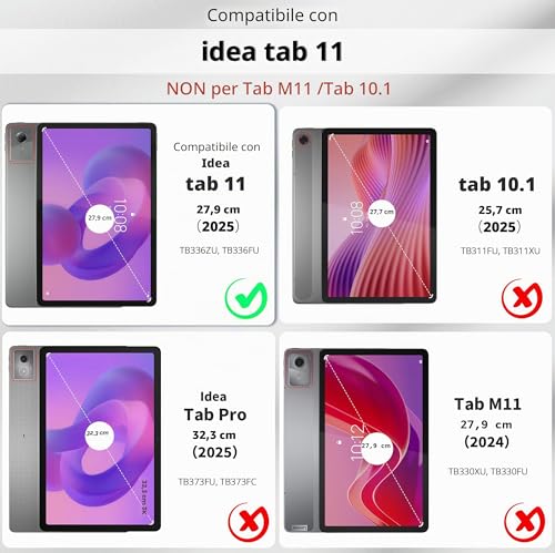 EasyAcc Custodia Cover Compatibile con Lenovo Idea Tab 11 Pollici Tablet 2025 con portapenne TB-336ZU TB-336FU, Ultra Sottile con Funzione Stand Slim PU Pelle Protettiva (Nero)