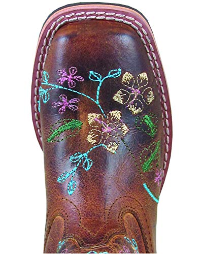 Smoky Mountain Girls' Floralie Western Boot Square Toe Brown 4 D