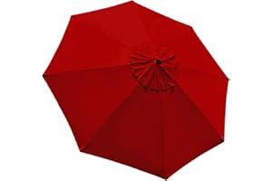 EliteShade USA 9FT Patio Umbrella Replacement Covers 8 Ribs Market Umbrella Canopy Cover (CANOPY ONLY) (Red)