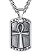 LineAve Men's Stainless Steel Egyptian Ankh Cross Pendant Necklace, 23 + 2